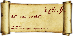 Árvai Jenő névjegykártya